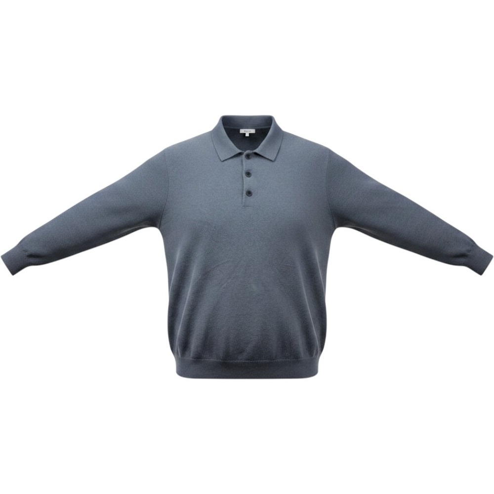 Madewell Mens 100% Merino Wool Polo Sweater Blue Gray Long Sleeve Knit XL